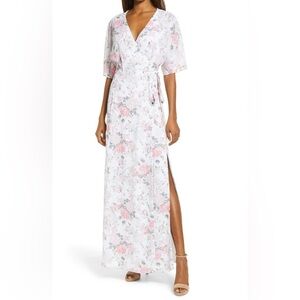 WAYF | Nordstrom Teja Flutter Sleeve Wrap Dress